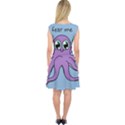 Colorful Cartoon Octopuses Pattern Fear Animals Sea Purple Capsleeve Midi Dress View2