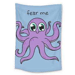 Colorful Cartoon Octopuses Pattern Fear Animals Sea Purple Large Tapestry by Mariart