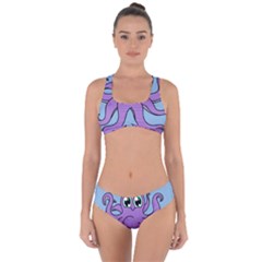 Colorful Cartoon Octopuses Pattern Fear Animals Sea Purple Criss Cross Bikini Set by Mariart