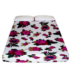 Crown Red Flower Floral Calm Rose Sunflower White Fitted Sheet (california King Size) by Mariart