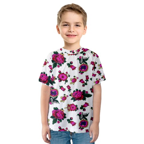 Crown Red Flower Floral Calm Rose Sunflower White Kids  Sport Mesh Tee by Mariart