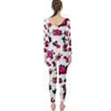 Crown Red Flower Floral Calm Rose Sunflower White Long Sleeve Catsuit View2