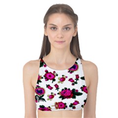 Crown Red Flower Floral Calm Rose Sunflower White Tank Bikini Top by Mariart