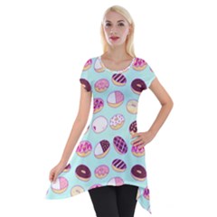 Donut Jelly Bread Sweet Short Sleeve Side Drop Tunic by Mariart