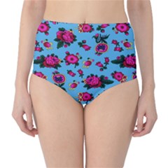 Crown Red Flower Floral Calm Rose Sunflower High-waist Bikini Bottoms by Mariart