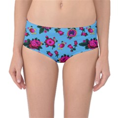 Crown Red Flower Floral Calm Rose Sunflower Mid-waist Bikini Bottoms by Mariart