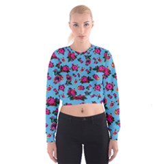 Crown Red Flower Floral Calm Rose Sunflower Cropped Sweatshirt by Mariart