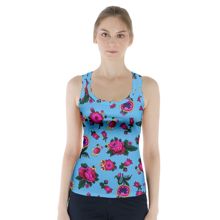 Crown Red Flower Floral Calm Rose Sunflower Racer Back Sports Top