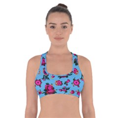 Crown Red Flower Floral Calm Rose Sunflower Cross Back Sports Bra