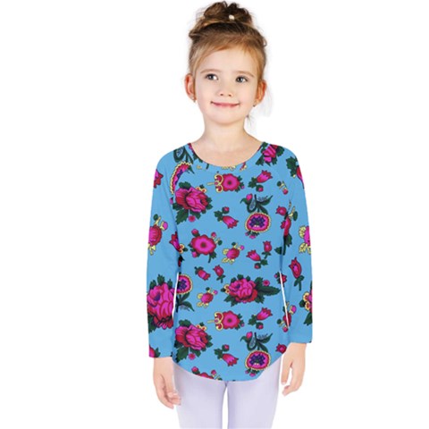 Crown Red Flower Floral Calm Rose Sunflower Kids  Long Sleeve Tee by Mariart