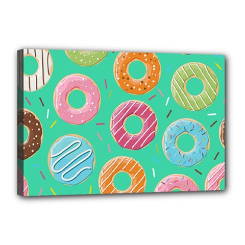 Doughnut Bread Donuts Green Canvas 18  X 12 