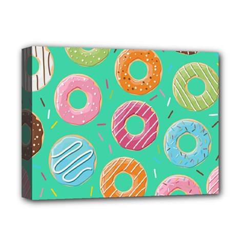 Doughnut Bread Donuts Green Deluxe Canvas 16  X 12  