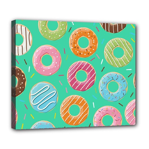 Doughnut Bread Donuts Green Deluxe Canvas 24  X 20   by Mariart