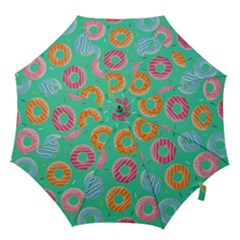 Doughnut Bread Donuts Green Hook Handle Umbrellas (small) by Mariart