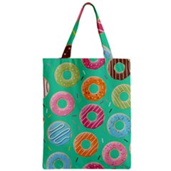 Doughnut Bread Donuts Green Zipper Classic Tote Bag by Mariart