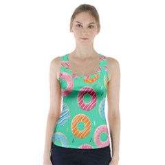 Doughnut Bread Donuts Green Racer Back Sports Top by Mariart