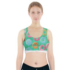 Doughnut Bread Donuts Green Sports Bra With Pocket