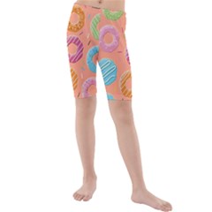 Doughnut Bread Donuts Orange Kids  Mid Length Swim Shorts by Mariart