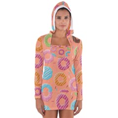 Doughnut Bread Donuts Orange Women s Long Sleeve Hooded T-shirt by Mariart