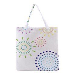 Fireworks Illustrations Fire Partty Polka Grocery Tote Bag by Mariart