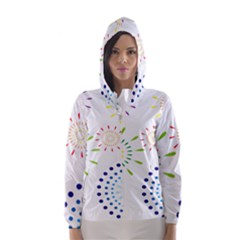 Fireworks Illustrations Fire Partty Polka Hooded Wind Breaker (women)