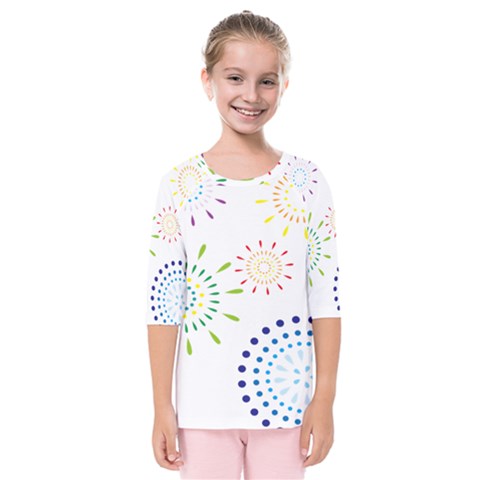 Fireworks Illustrations Fire Partty Polka Kids  Quarter Sleeve Raglan Tee by Mariart