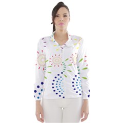 Fireworks Illustrations Fire Partty Polka Wind Breaker (women)