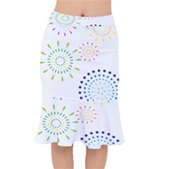 Fireworks Illustrations Fire Partty Polka Mermaid Skirt by Mariart