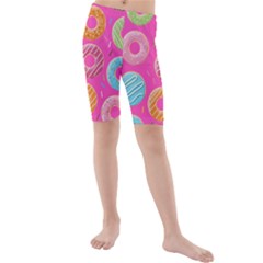 Doughnut Bread Donuts Pink Kids  Mid Length Swim Shorts by Mariart