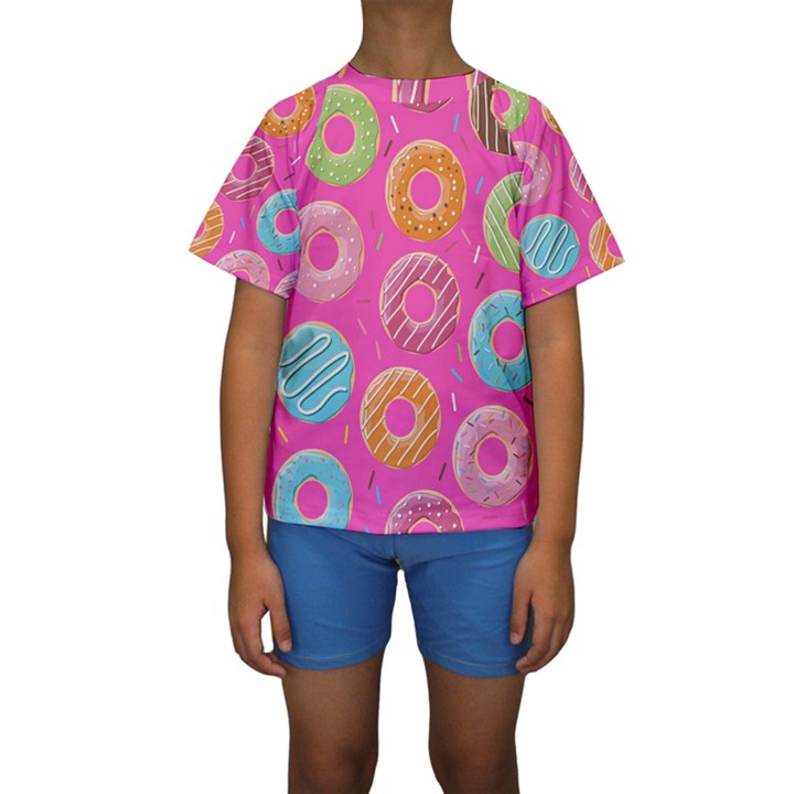 Doughnut Bread Donuts Pink Kids  Short Sleeve Swimwear