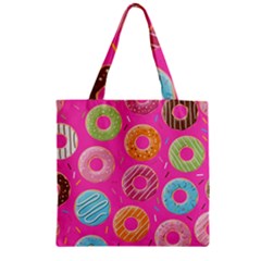 Doughnut Bread Donuts Pink Zipper Grocery Tote Bag by Mariart