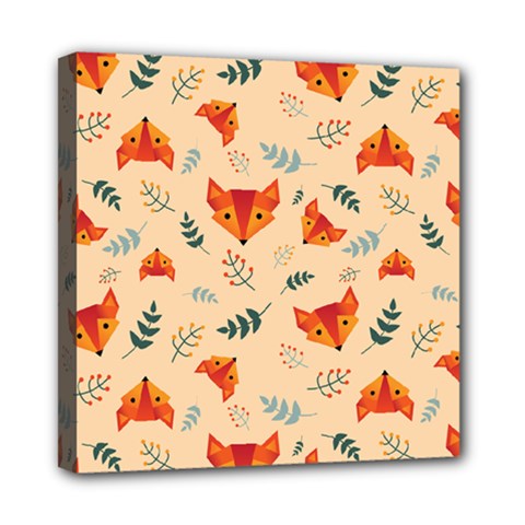 Foxes Animals Face Orange Mini Canvas 8  X 8  by Mariart