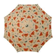 Foxes Animals Face Orange Golf Umbrellas by Mariart