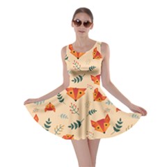 Foxes Animals Face Orange Skater Dress by Mariart