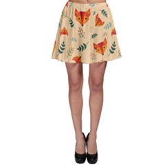 Foxes Animals Face Orange Skater Skirt by Mariart