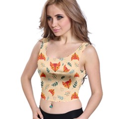 Foxes Animals Face Orange Crop Top by Mariart