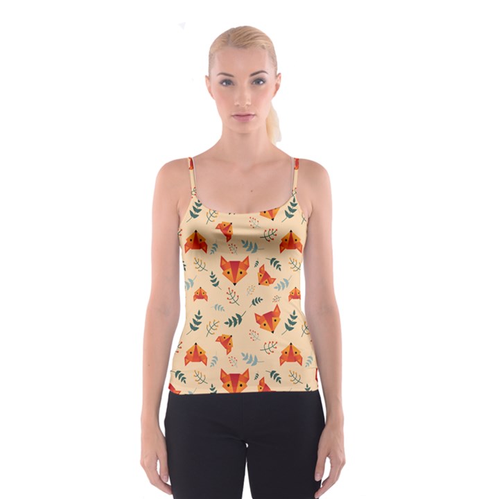 Foxes Animals Face Orange Spaghetti Strap Top