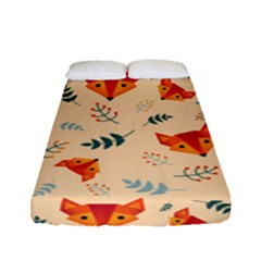 Foxes Animals Face Orange Fitted Sheet (full/ Double Size) by Mariart