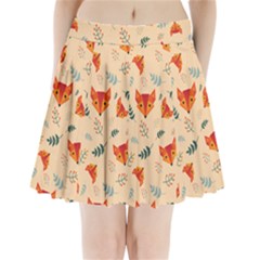 Foxes Animals Face Orange Pleated Mini Skirt by Mariart