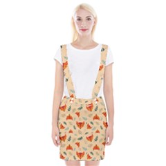 Foxes Animals Face Orange Braces Suspender Skirt by Mariart