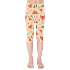 Foxes Animals Face Orange Kids  Capri Leggings 