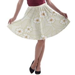 Flower Floral Leaf A-line Skater Skirt by Mariart