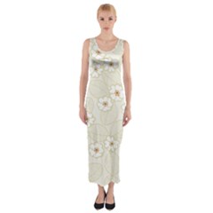 Flower Floral Leaf Fitted Maxi Dress by Mariart