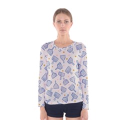 Glass Polka Circle Blue Women s Long Sleeve Tee