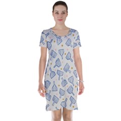 Glass Polka Circle Blue Short Sleeve Nightdress by Mariart