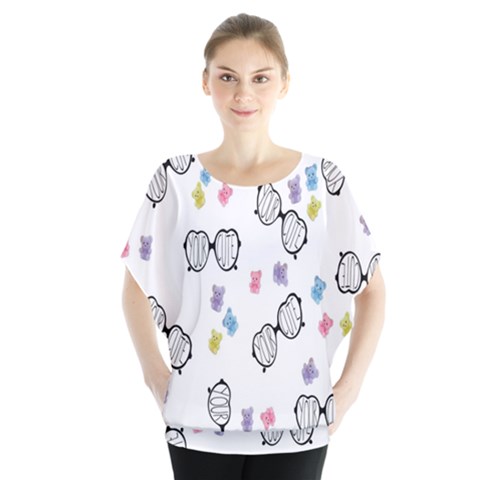 Glasses Bear Cute Doll Animals Blouse by Mariart