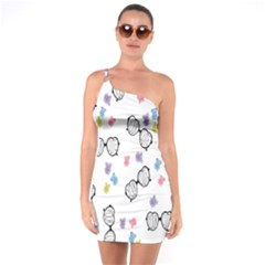 Glasses Bear Cute Doll Animals One Soulder Bodycon Dress by Mariart