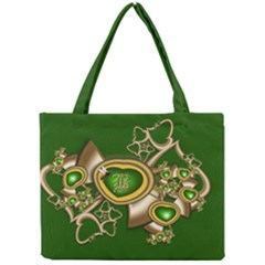 Green And Gold Hearts With Behrman B And Bee Mini Tote Bag by WolfepawFractals