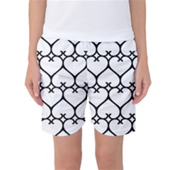 Heart Background Wire Frame Black Wireframe Women s Basketball Shorts by Mariart