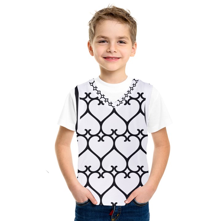 Heart Background Wire Frame Black Wireframe Kids  SportsWear